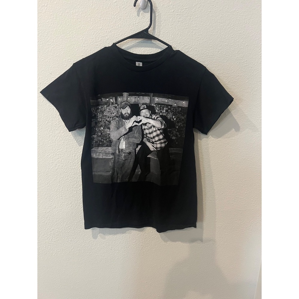 Post Malone Morgan Wallen T-Shirt Black Photo Graphic Tee Gildan Small